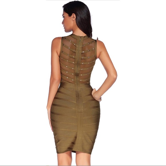 NWT Studded Sleeveless Bandage Bodycon Dress - Picture 3 of 5